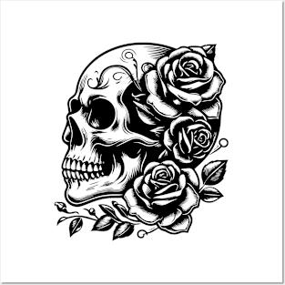 skull roses tattoo Posters and Art